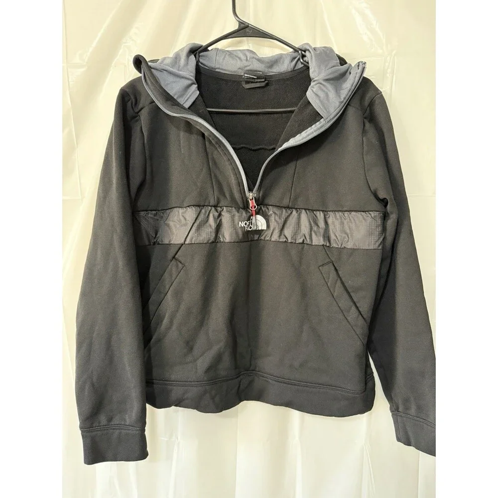 The North Face Men’s Medium Black Half Zip Hooded Softshell Fleece Hoodie Jacket